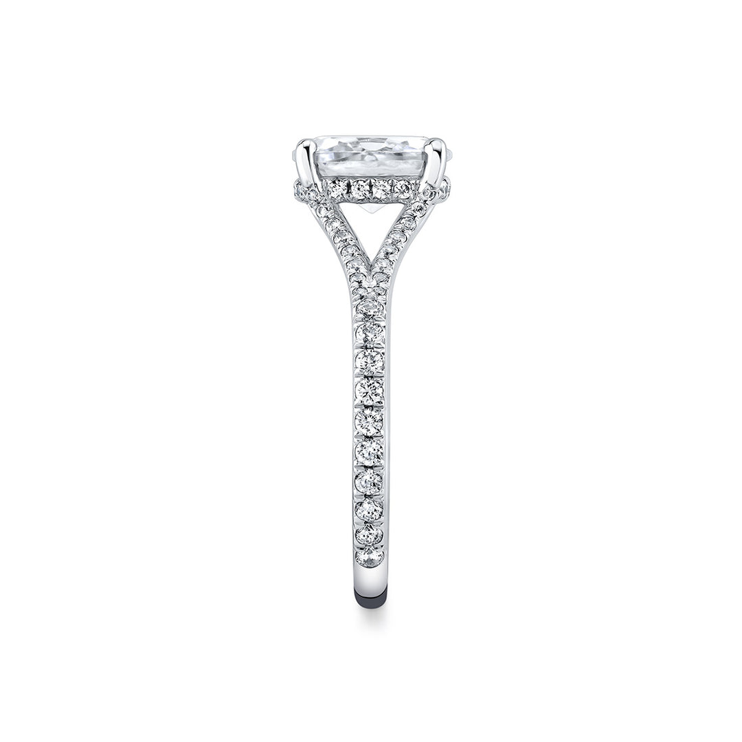 Iconelle Two Tone Shell Taper Hidden Halo Engagement Ring - Whitney