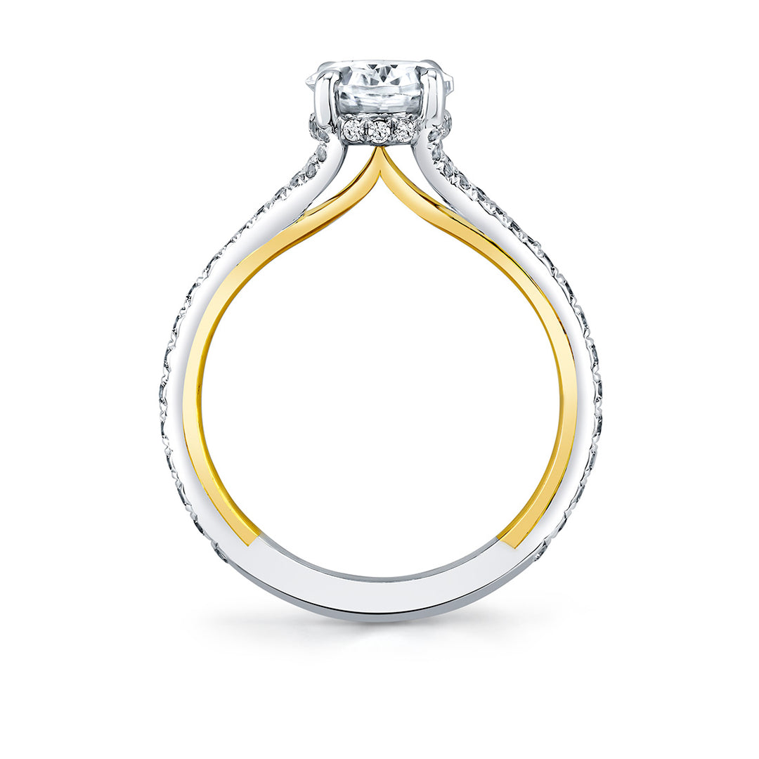 Iconelle Two Tone Shell Taper Hidden Halo Engagement Ring - Whitney