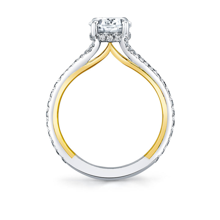 Iconelle Two Tone Shell Taper Hidden Halo Engagement Ring - Whitney