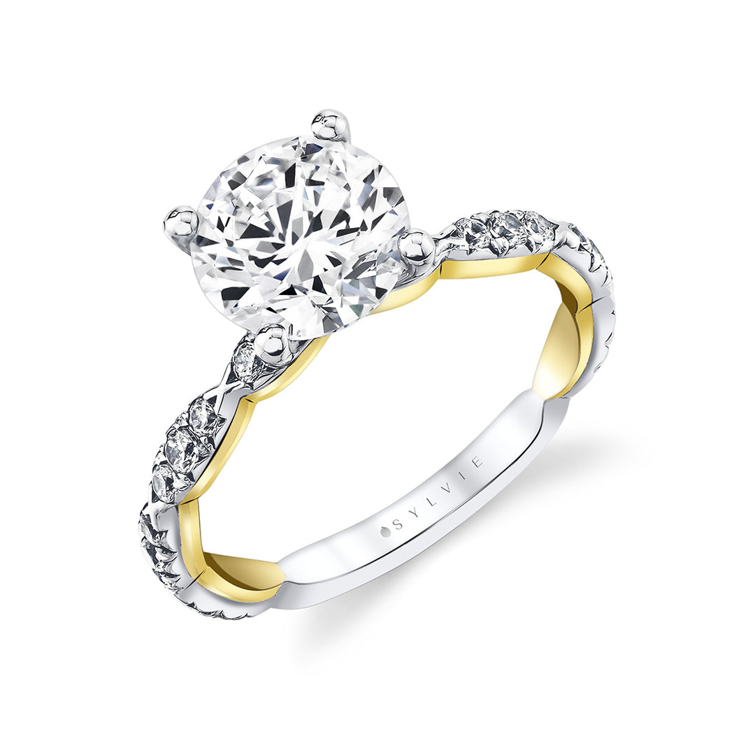 Iconelle Two Tone Pinched Engagement Ring - Josephine