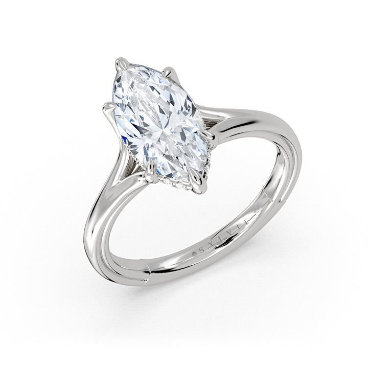 Shell Iconelle Split Shank Hidden Halo Engagement Ring - Cynthia