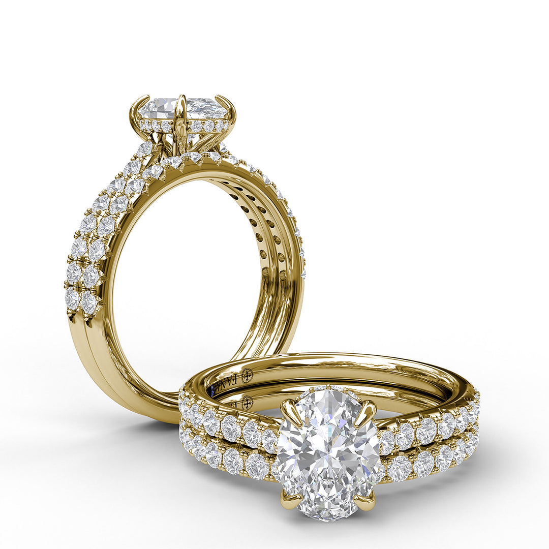 Classic Oval Cut Solitaire With Hidden Halo