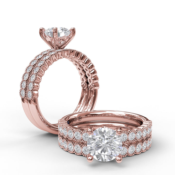 Diamond Engagement Ring with a Delicate Milgrain Edge