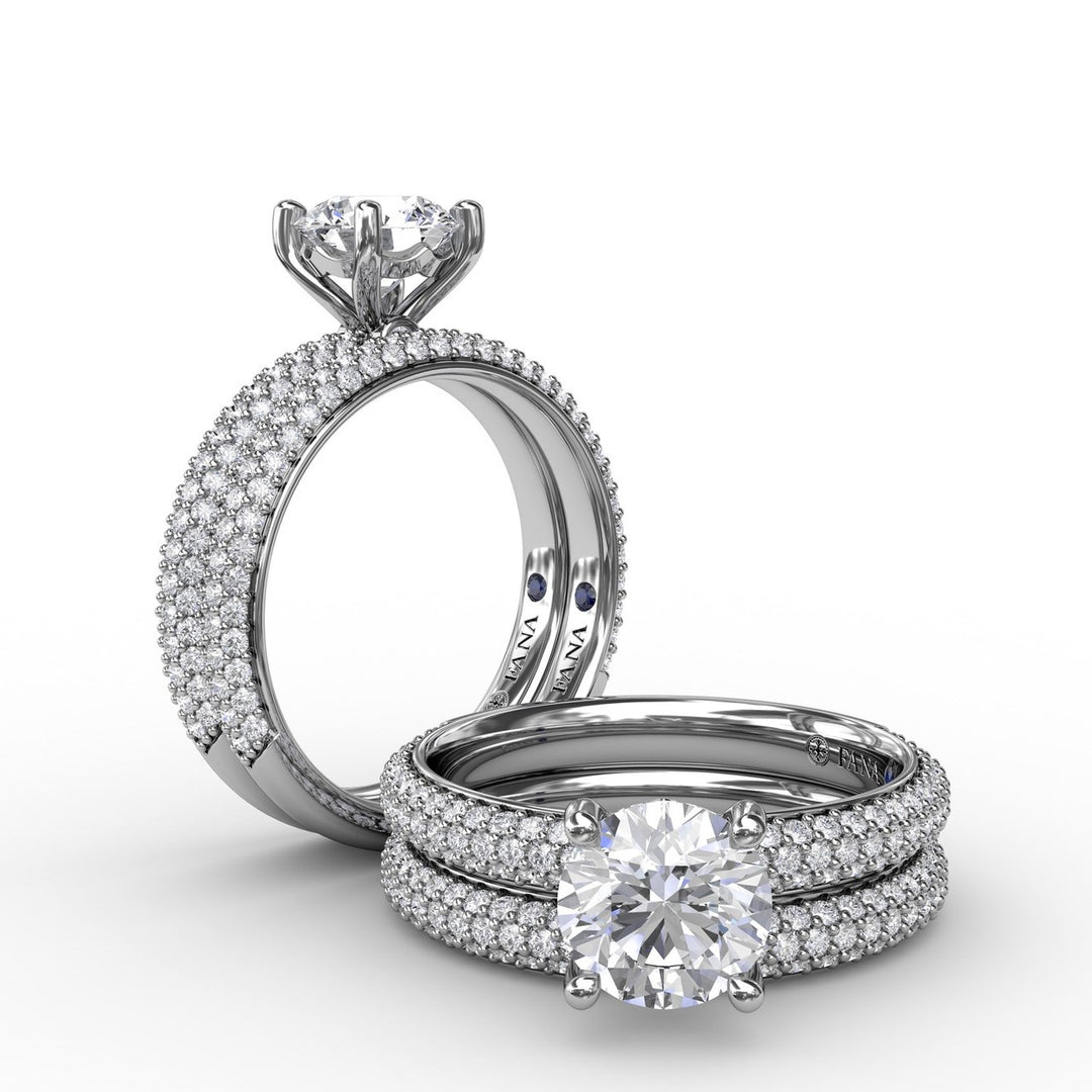 Classic Solitaire Engagement Ring With Seamless PavÃ© Band