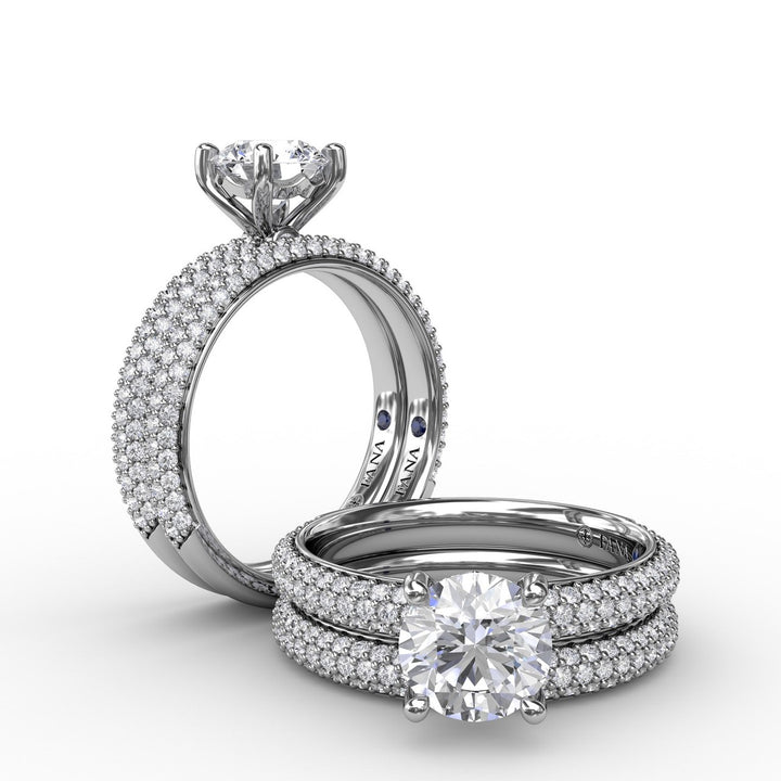 Classic Solitaire Engagement Ring With Seamless PavÃ© Band
