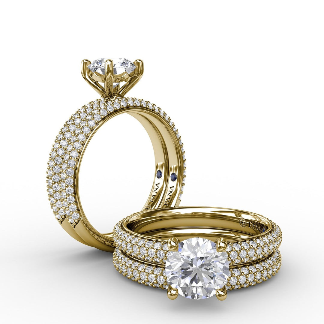 Classic Solitaire Engagement Ring With Seamless PavÃ© Band