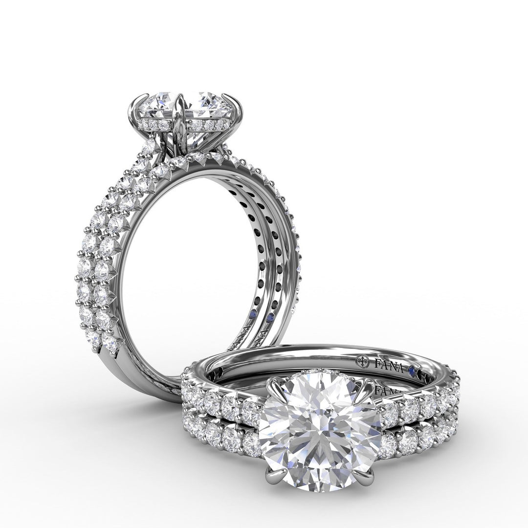 Classic Round Diamond Solitaire Engagement Ring With Hidden PavÃ© Halo