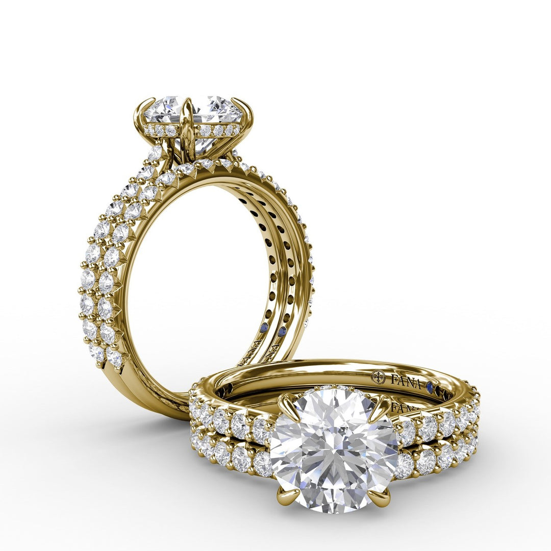 Classic Round Diamond Solitaire Engagement Ring With Hidden PavÃ© Halo
