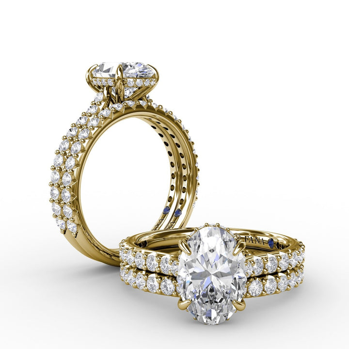Classic Oval Diamond Solitaire Engagement Ring With Hidden PavÃ© Halo