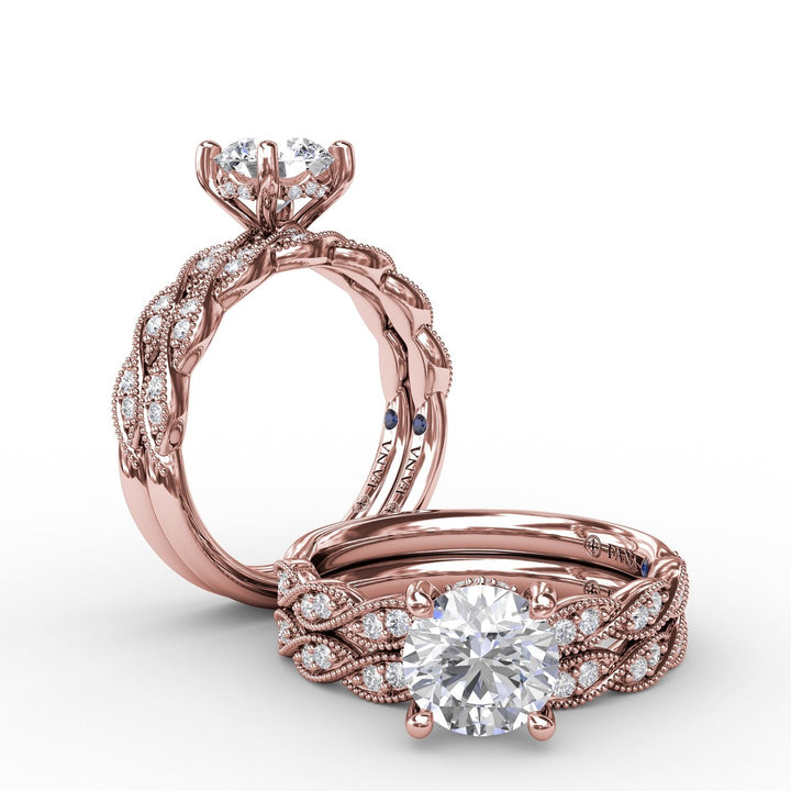 Classic Diamond Solitaire Engagement Ring With Diamond Twist Band