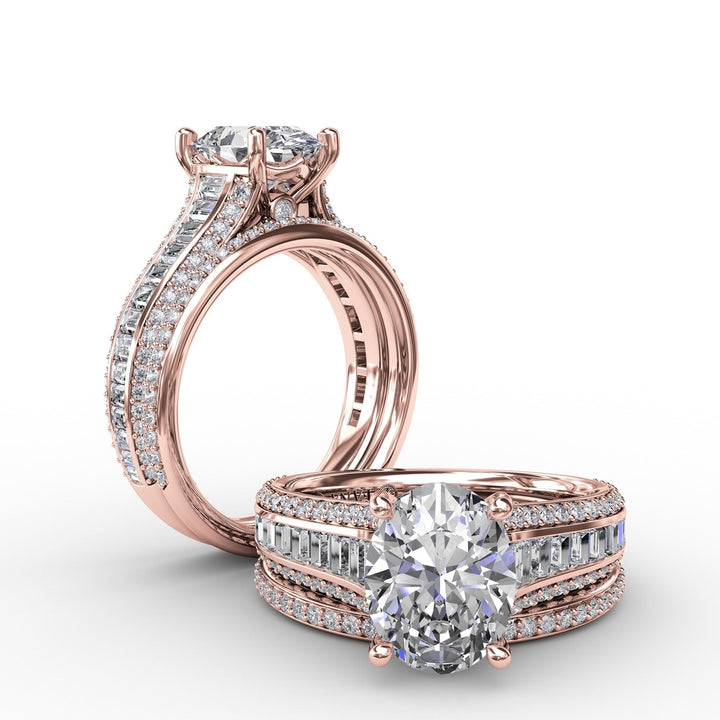Striking Baguette and PavÃ© Engagement Ring