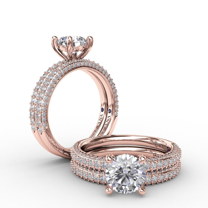 Classic Solitaire Engagement Ring With Flawless PavÃ© Band