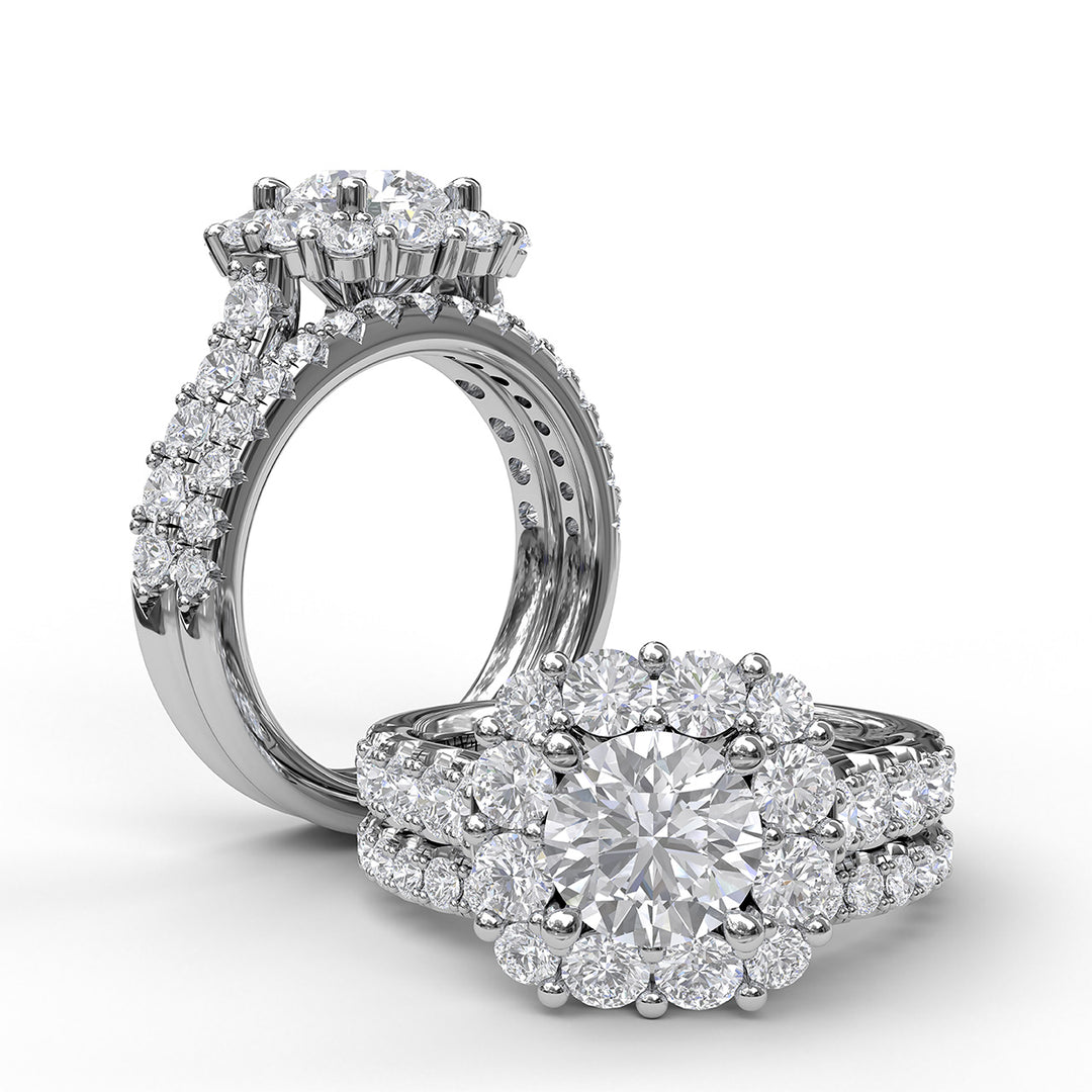 Chunky Diamond Cushion Halo Engagement Ring