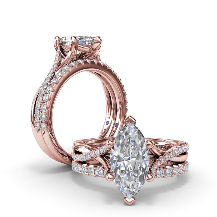 Alternating Diamond Twist Engagement Ring