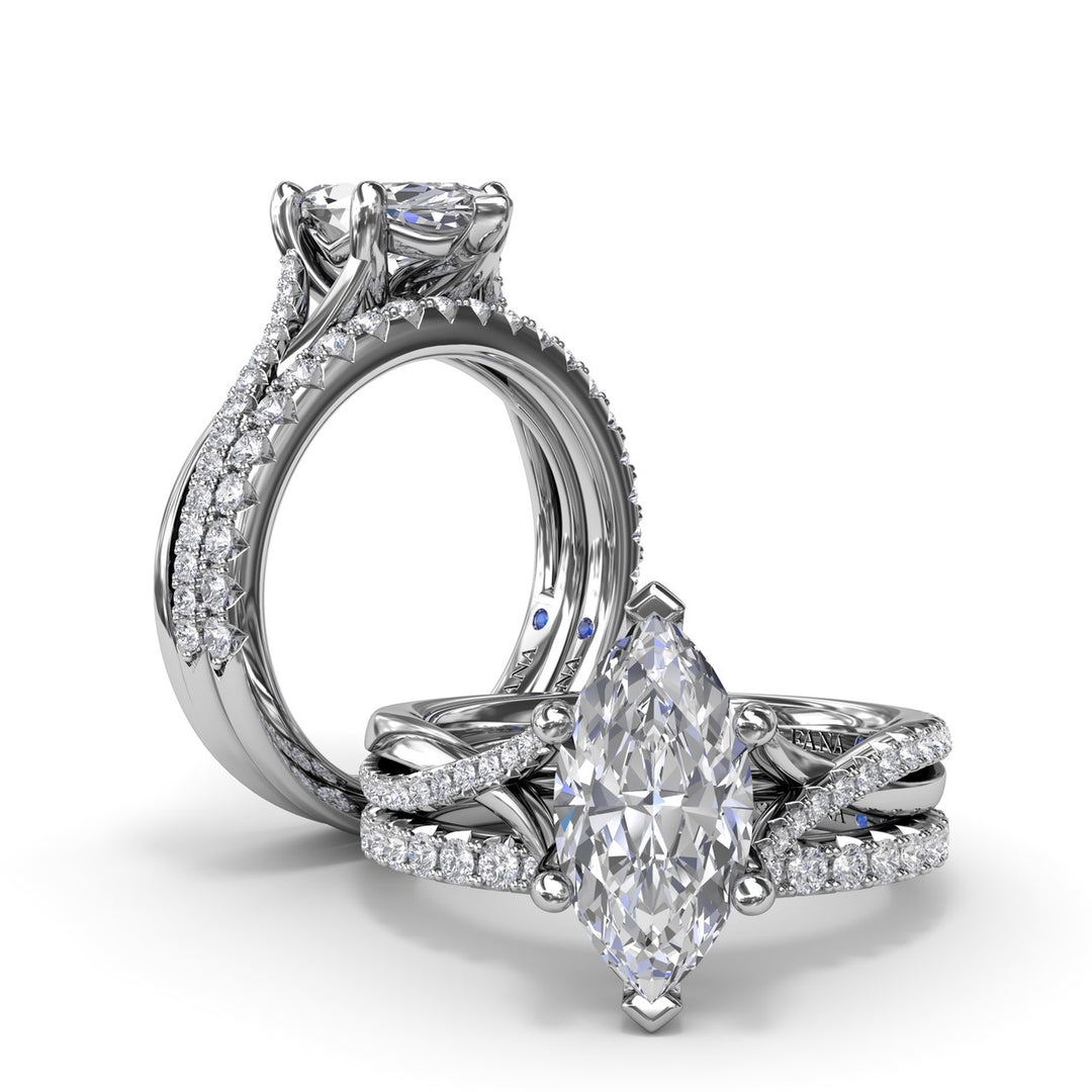 Alternating Diamond Twist Engagement Ring