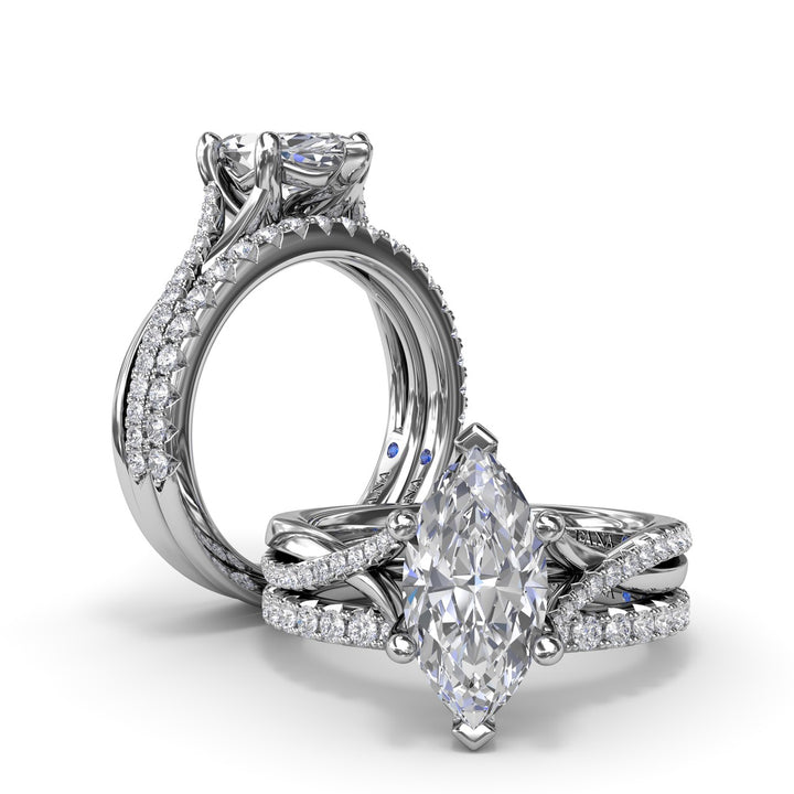 Alternating Diamond Twist Engagement Ring