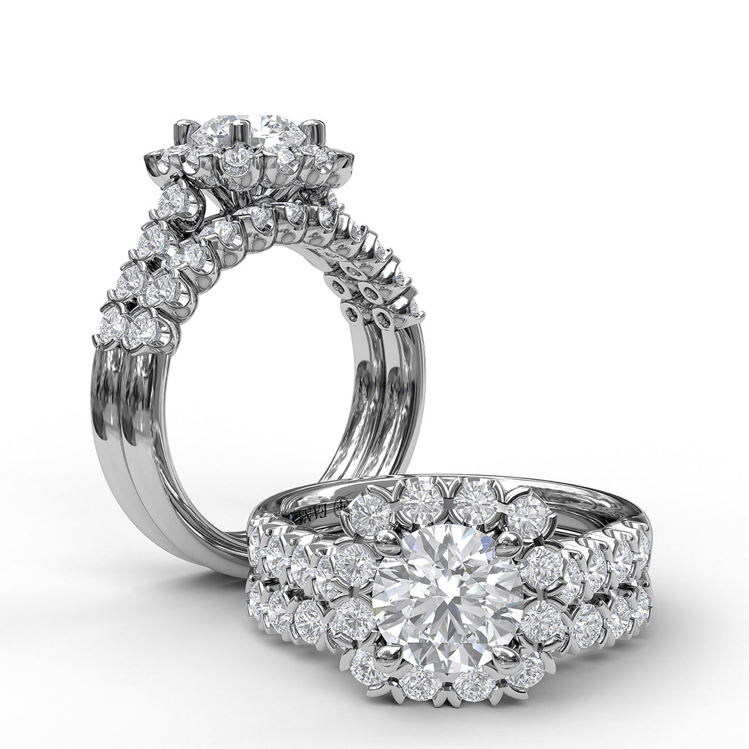 Chunky Cushion Halo Engagement Ring