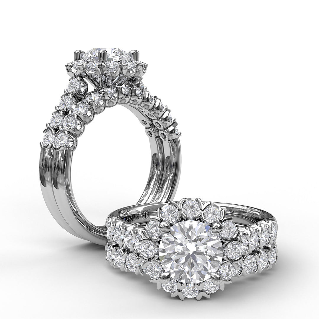 Sparkling Diamond Halo Engagement Ring