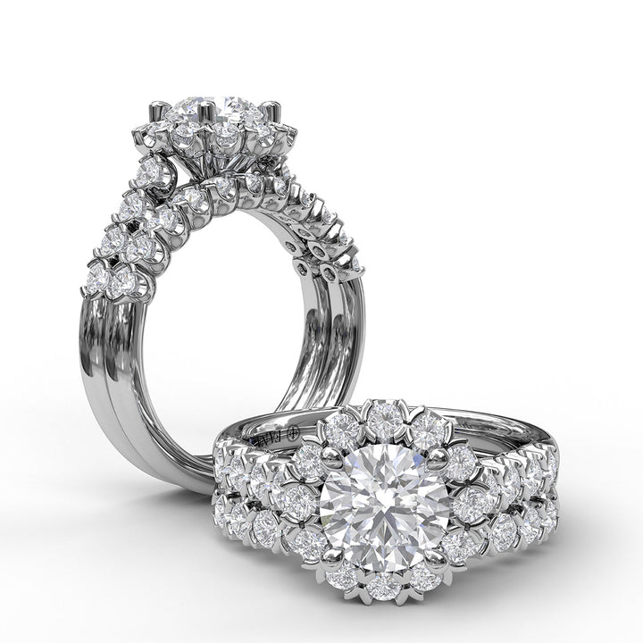 Sparkling Diamond Halo Engagement Ring