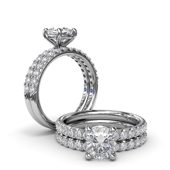 Classic Pave Cushion Cut Engagement Ring