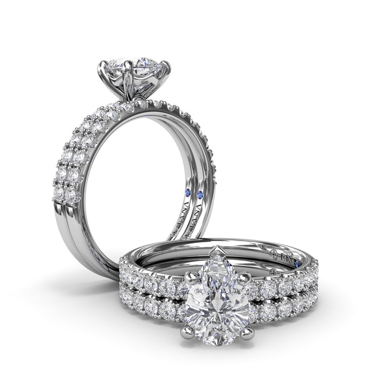 Classic Pave Pear Cut Engagement Ring