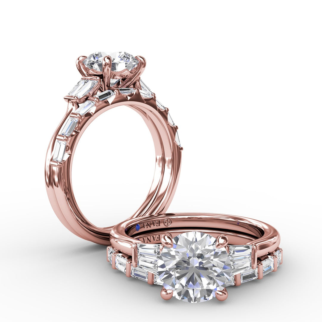 Double Baguette Diamond Engagement Ring