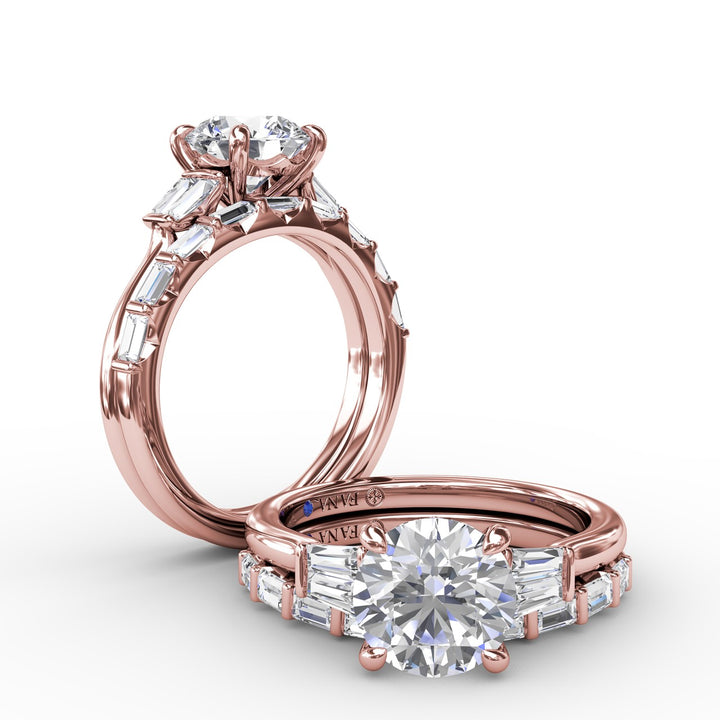 Double Baguette Diamond Engagement Ring