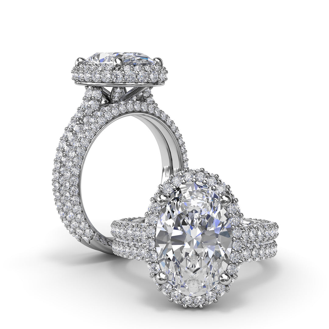 Bold Halo Diamond Engagement Ring