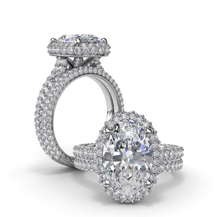 Bold Halo Diamond Engagement Ring