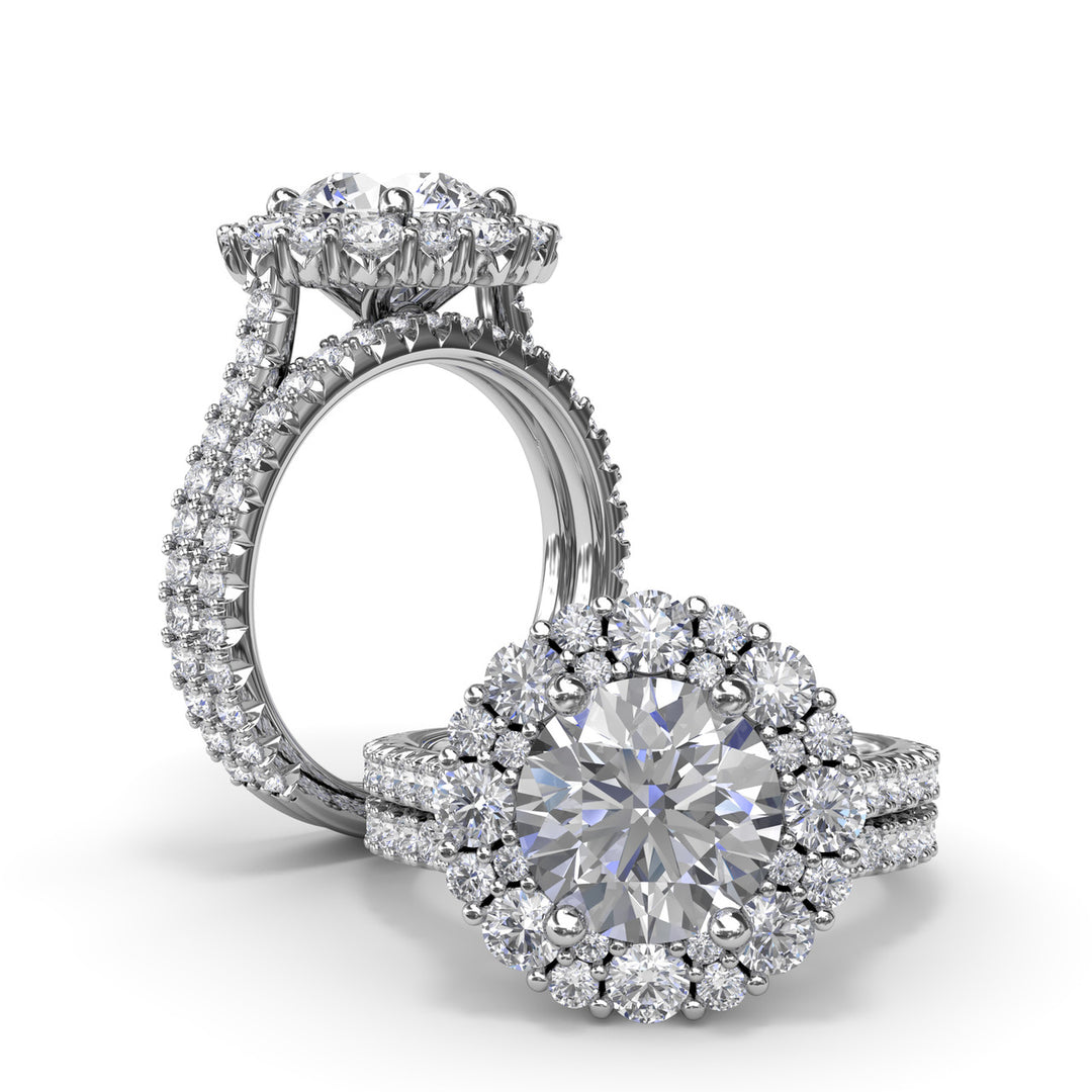 Floral Cluster Diamond Engagement Ring