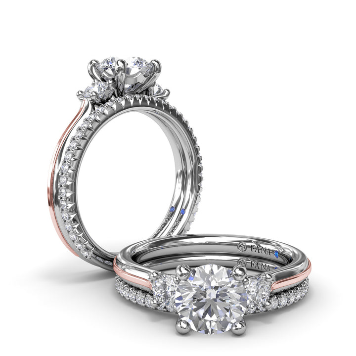 Two-Toned Round Diamond Engagement Ring