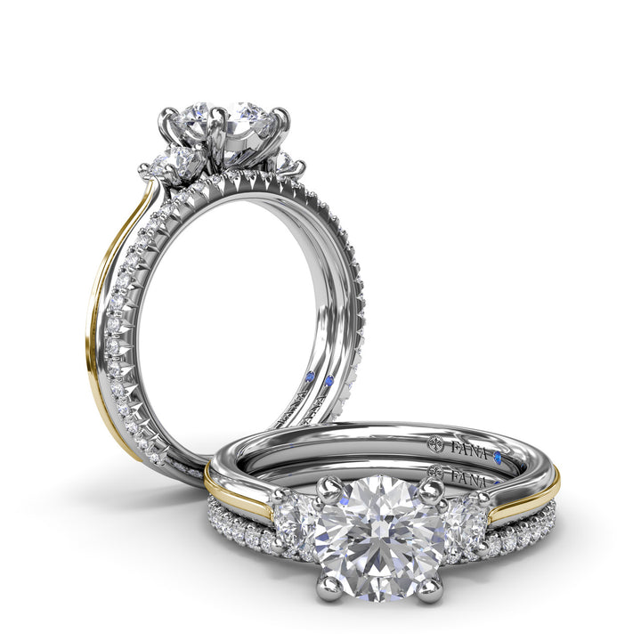 Two-Toned Round Diamond Engagement Ring
