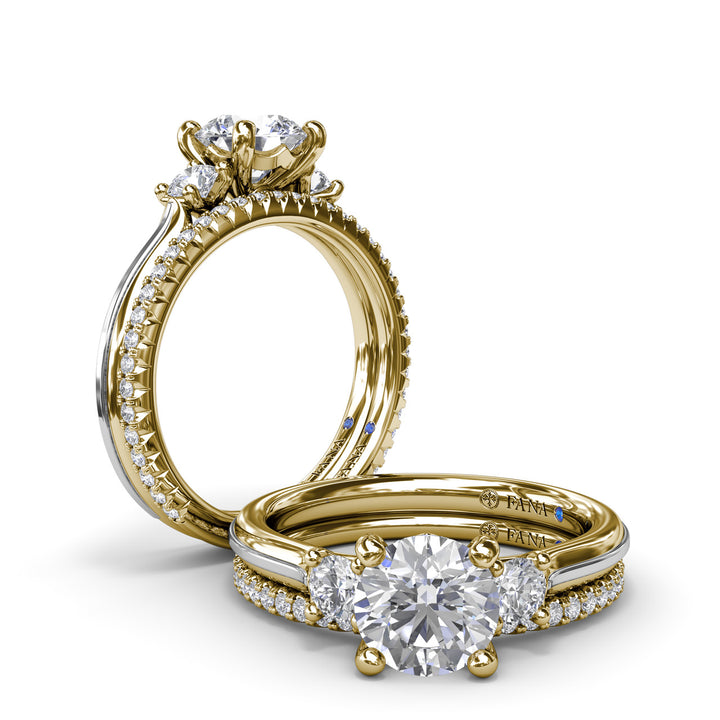 Two-Toned Round Diamond Engagement Ring