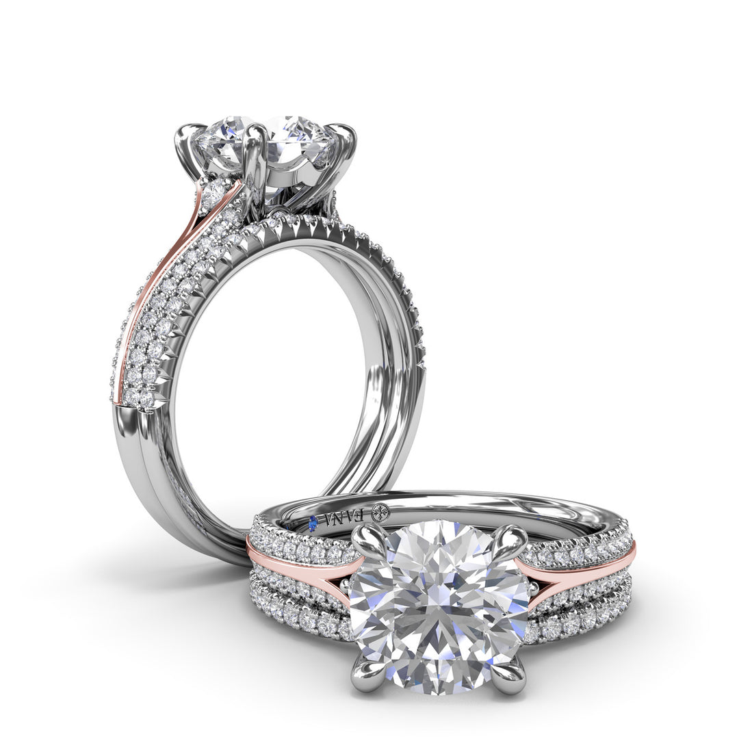 Two-Toned Split Shank Diamond Engagement Ring