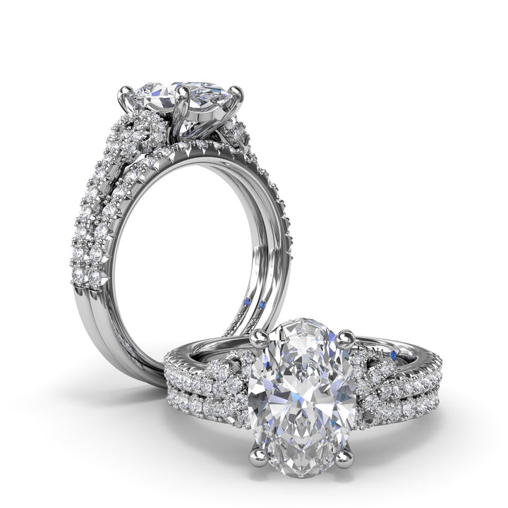 Oval Love Knot Diamond Engagement Ring