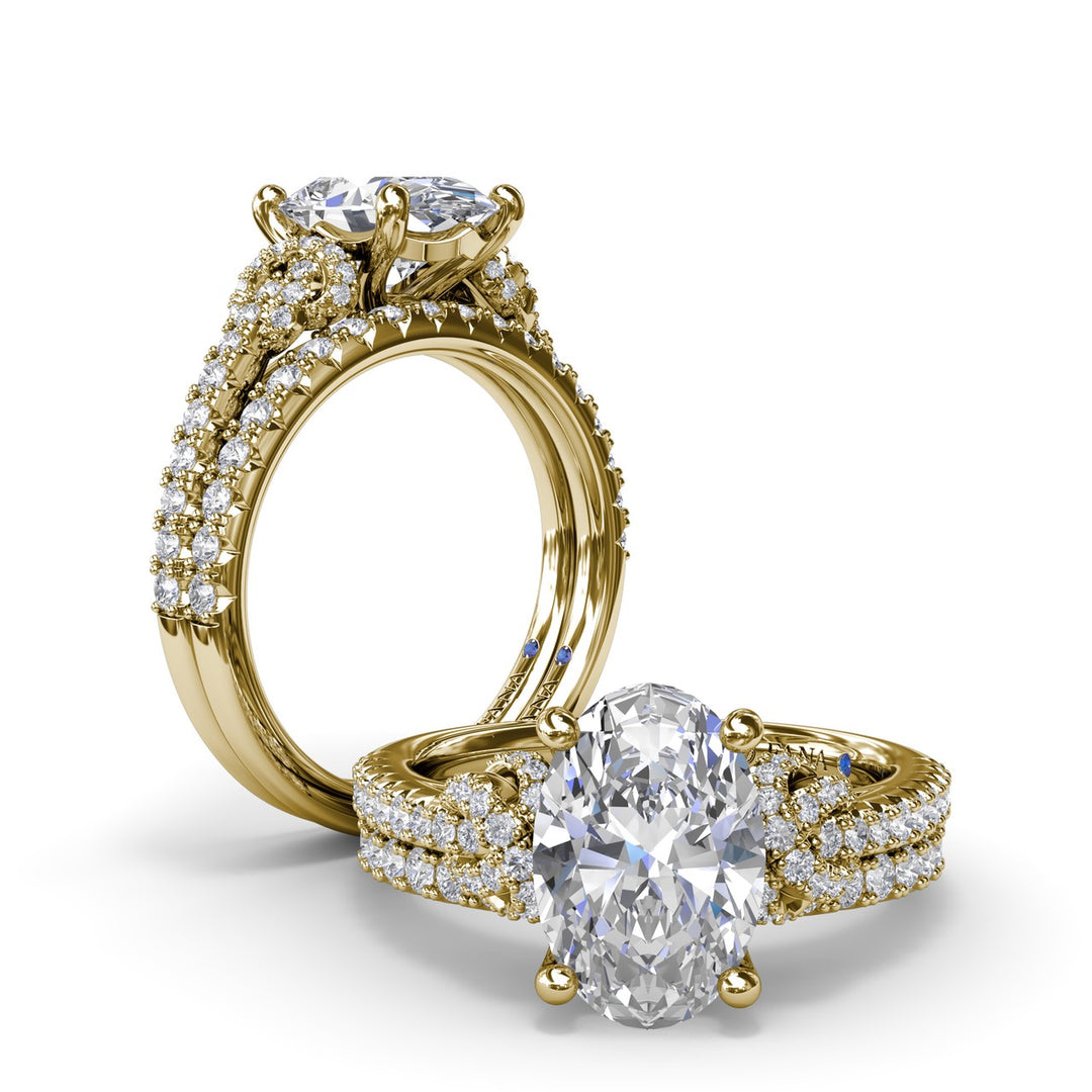 Oval Love Knot Diamond Engagement Ring