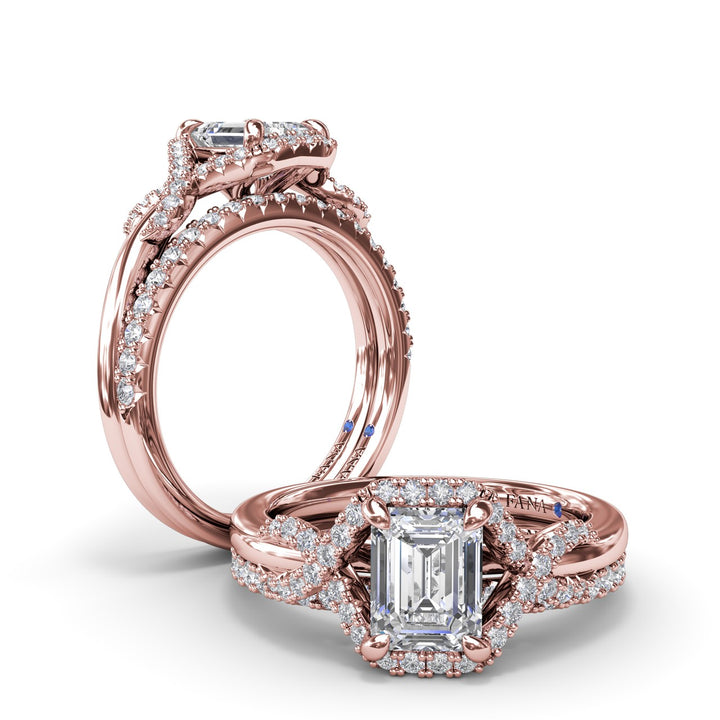 Emerald Love Knot Diamond Engagement Ring