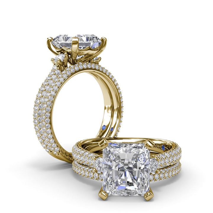 Side Stone PavÃ© Diamond Engagement Ring