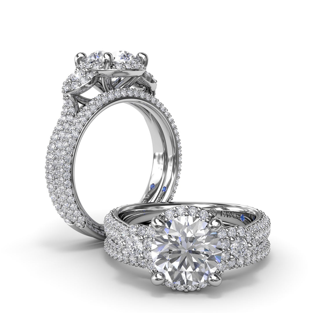 Full Halo Diamond Pavï¿½ Engagement Ring