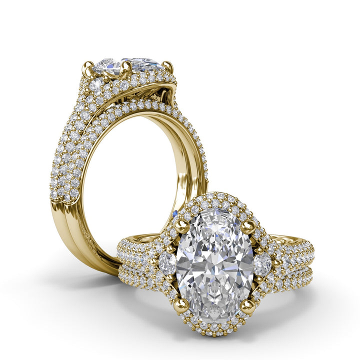 Double PavÃ© Diamond Halo Engagement Ring