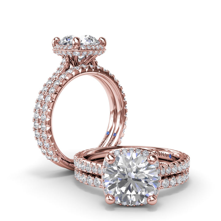 Cushion Cut Diamond Halo Engagement Ring