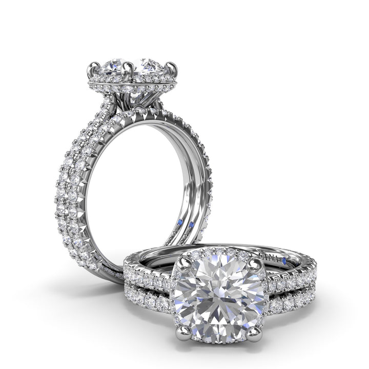 Cushion Cut Diamond Halo Engagement Ring