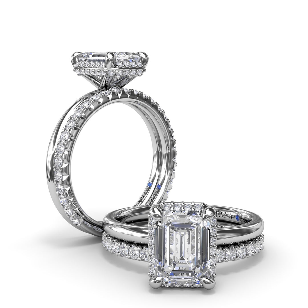 Emerald Cut Halo Diamond Engagement Ring