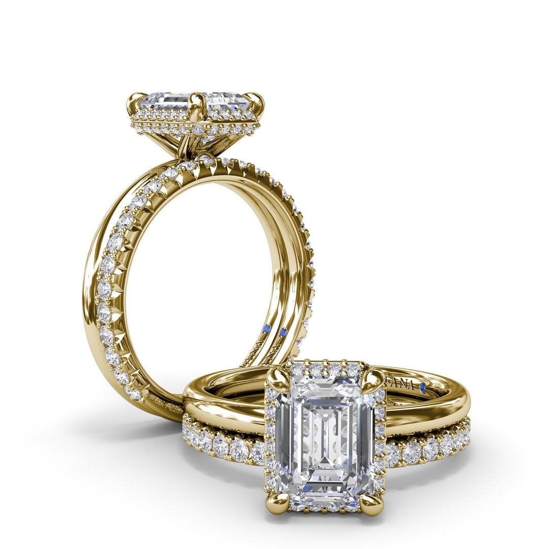 Emerald Cut Halo Diamond Engagement Ring