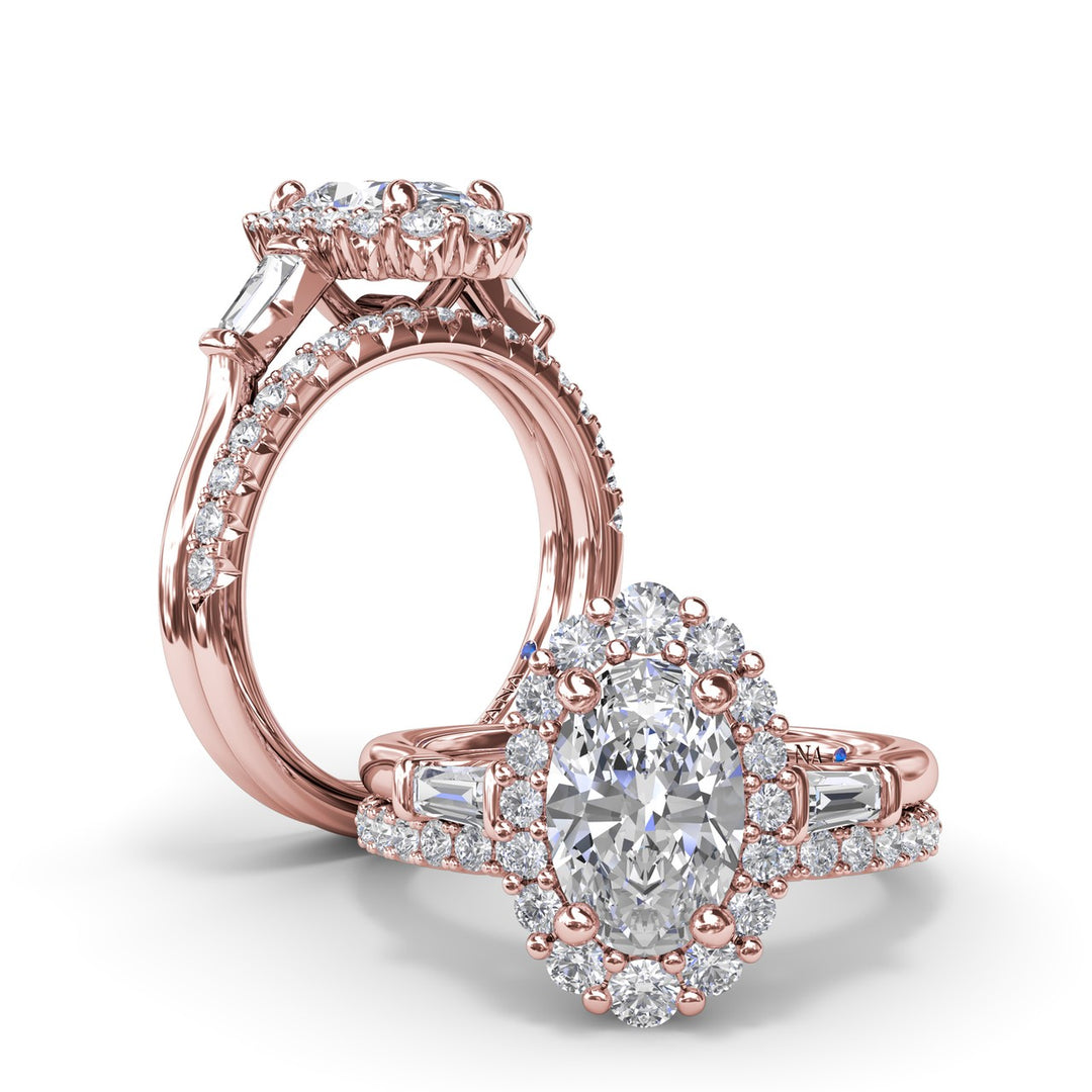 Diamond Baguette Halo Engagement Ring