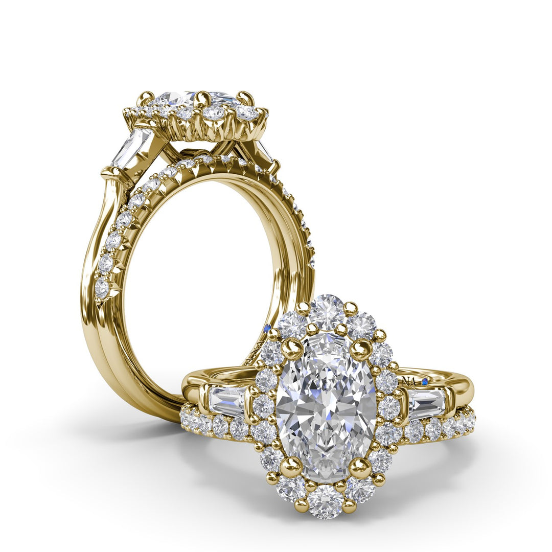 Diamond Baguette Halo Engagement Ring