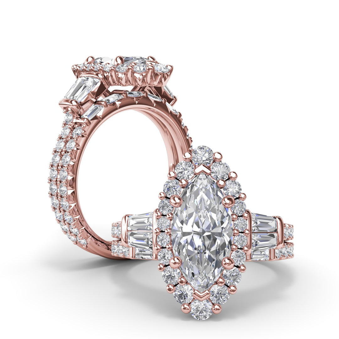 Marquise Baguette Diamond Engagement Ring