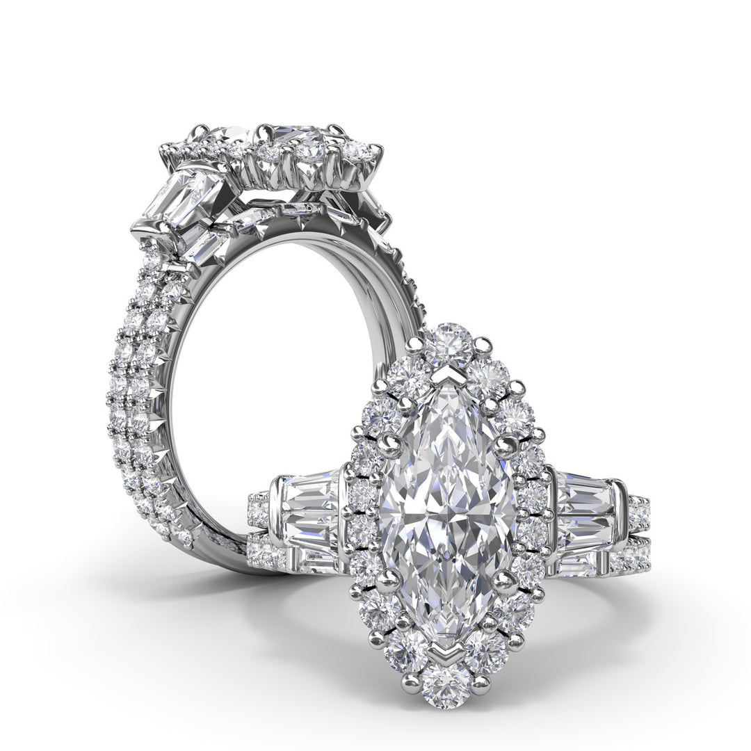 Marquise Baguette Diamond Engagement Ring