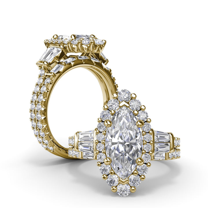 Marquise Baguette Diamond Engagement Ring