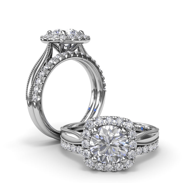 Cushion Halo Diamond Engagement Ring